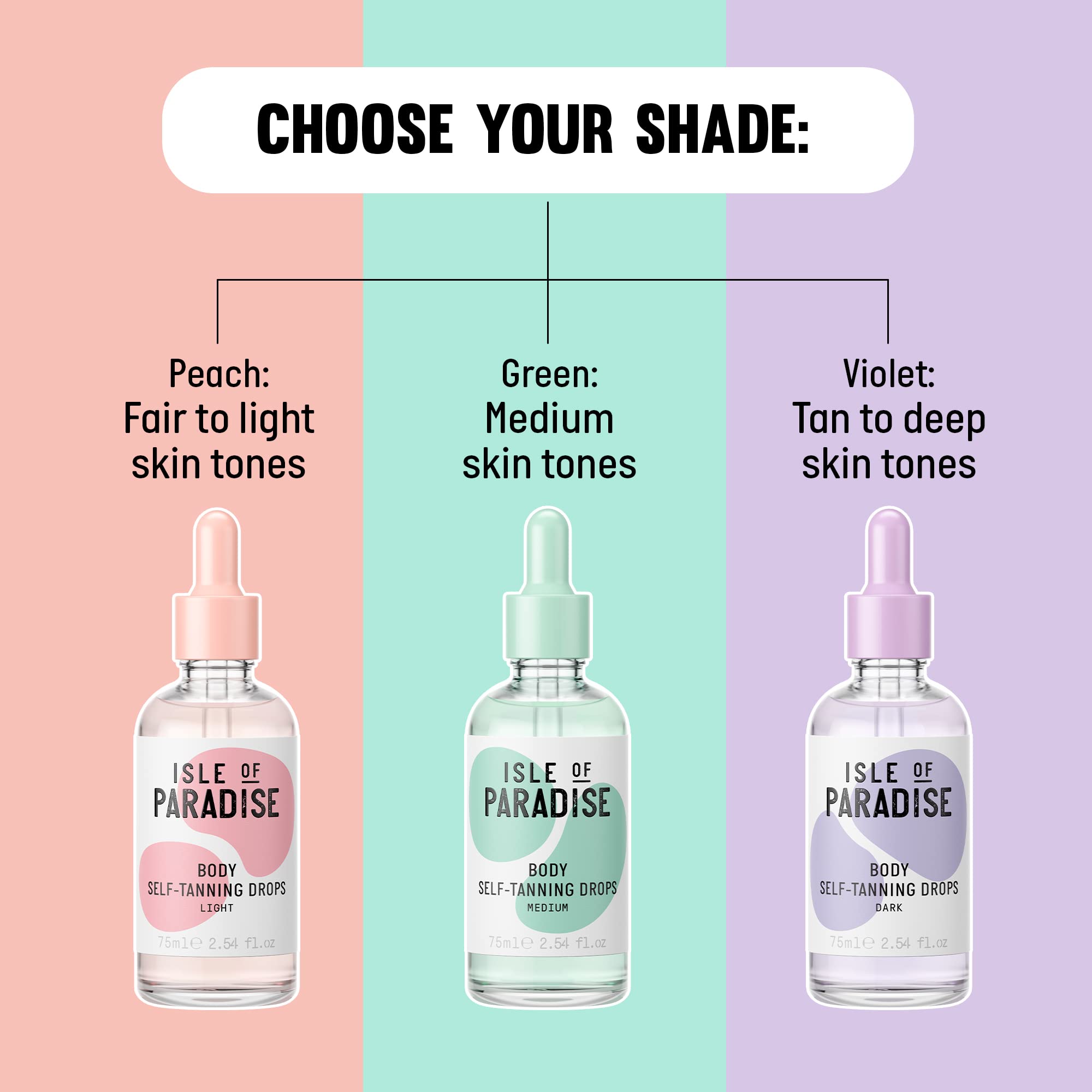 Isle of Paradise fragrance-free label supports comfortable use during routine.