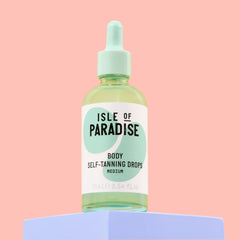 Isle of Paradise self-tanning drops dropper dispense for precise shade mixing.