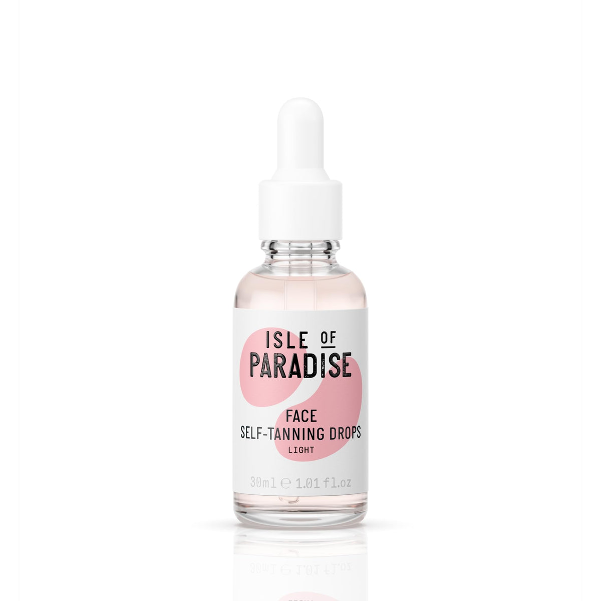 Isle of Paradise self-tanning drops bottle showing light shade for face and body