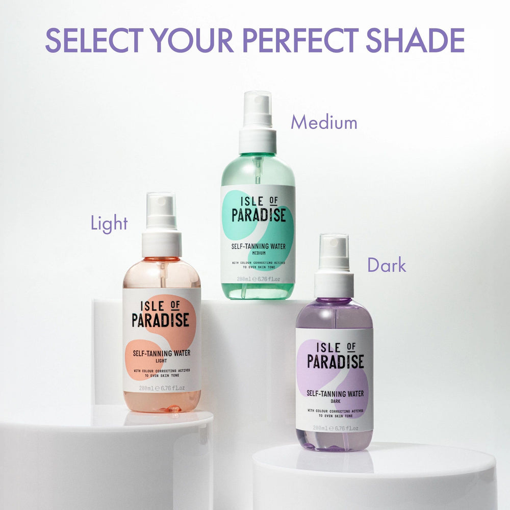 Isle of Paradise Self-Tanning Water mitt application for smooth streak-free results