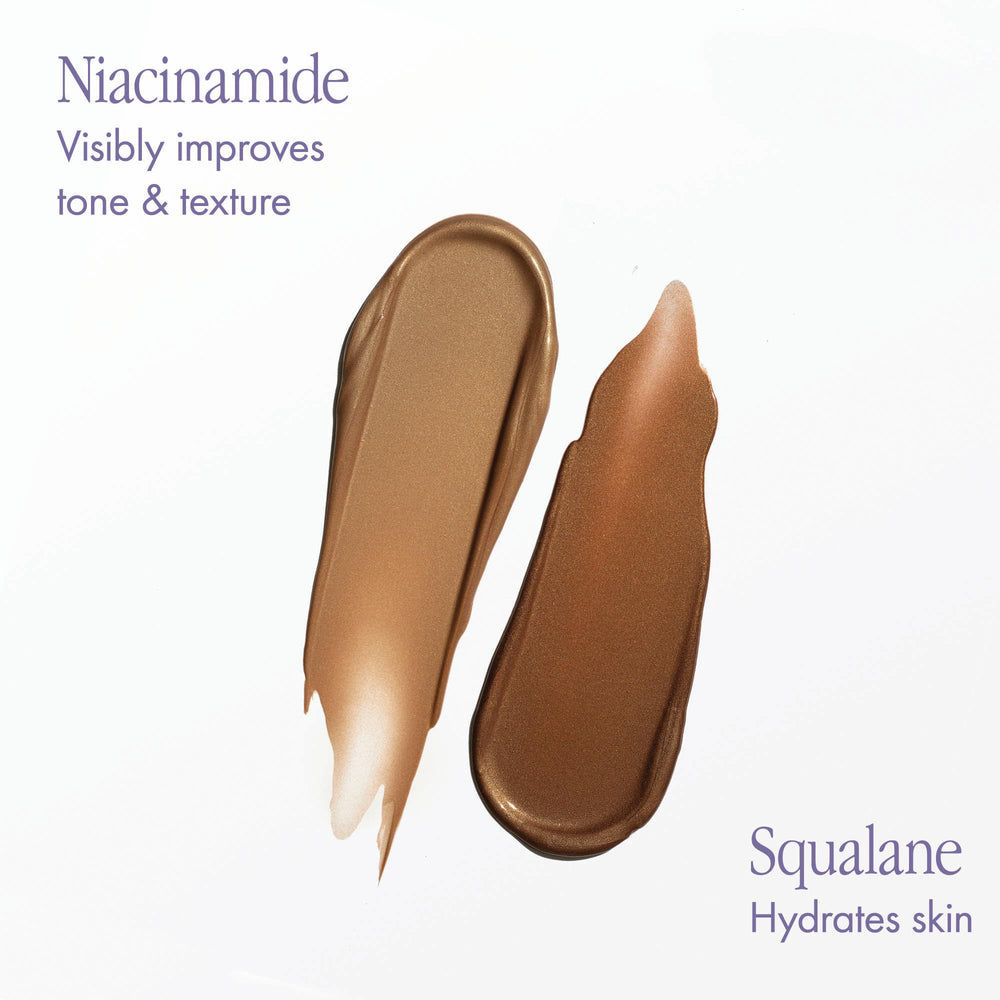 Face glow after applying Isle of Paradise Sunny Serum.