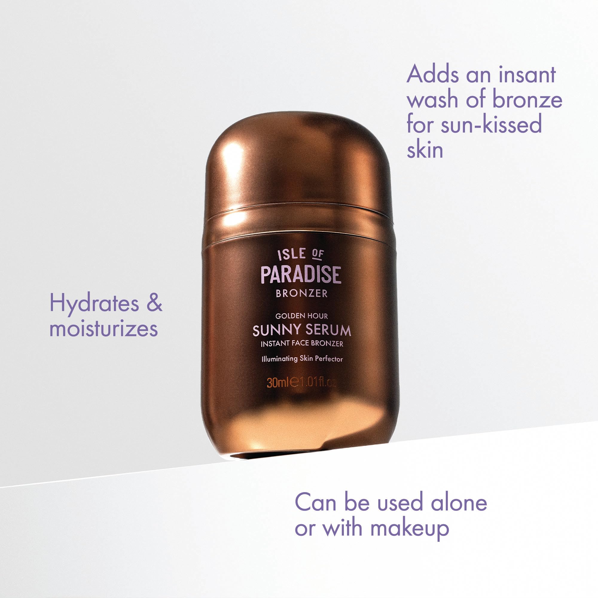 Liquid formula of Sunny Serum ready to mix with skincare.