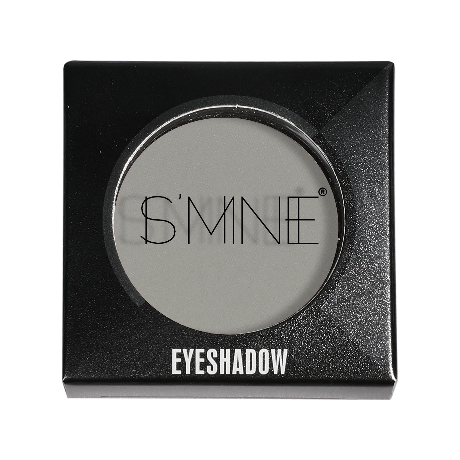 IS'MINE grey pressed powder shadow closeup showcases high-pigment color.