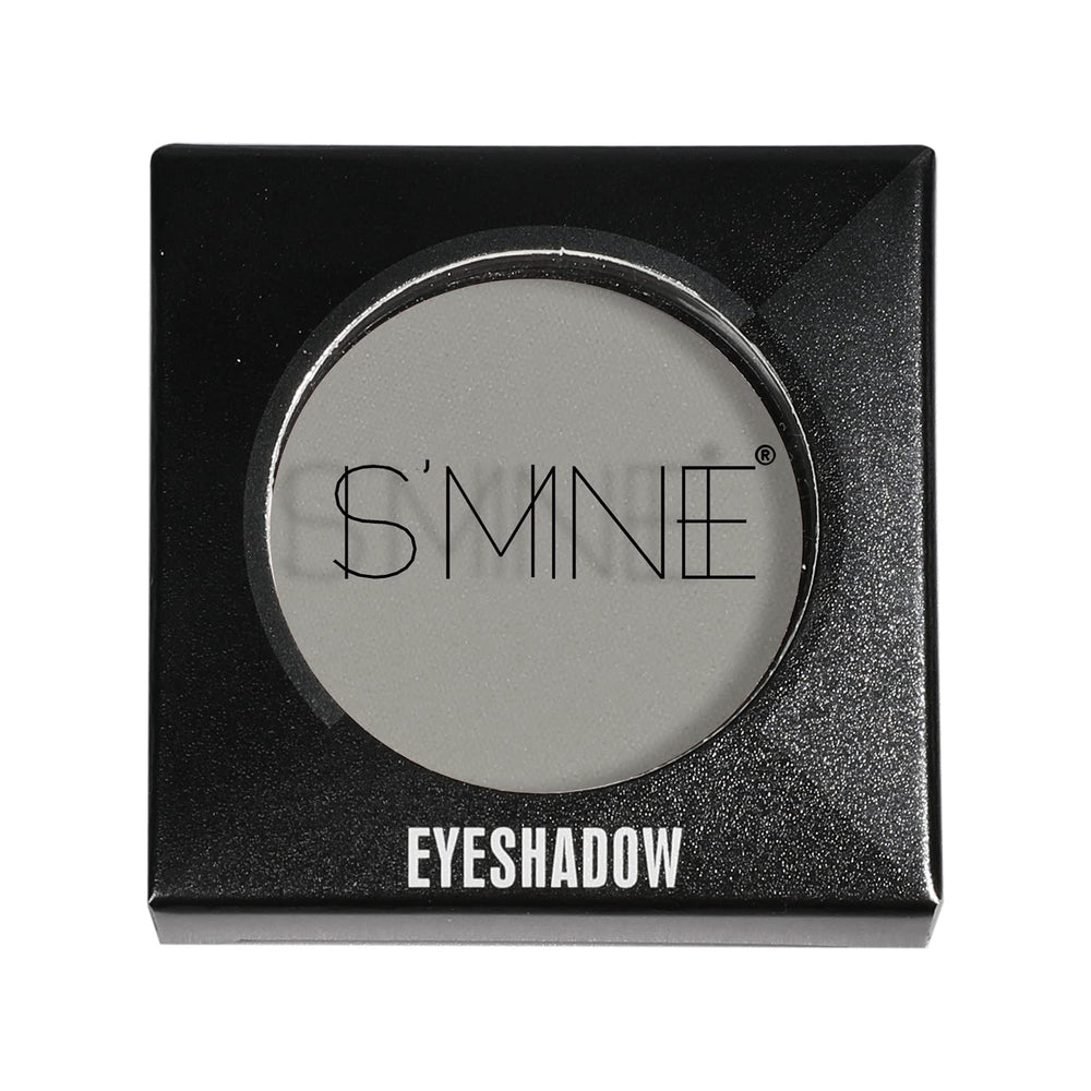 IS'MINE grey pressed powder shadow closeup showcases high-pigment color.