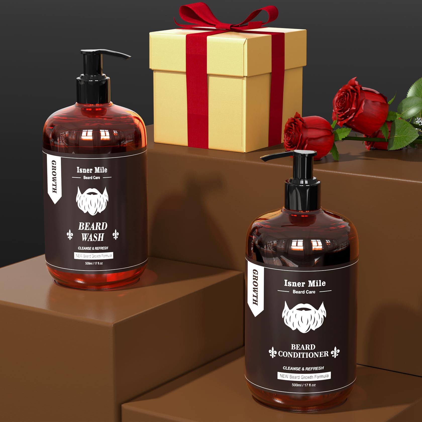 ISNER MILE beard conditioner 17oz bottle close-up for softer beard