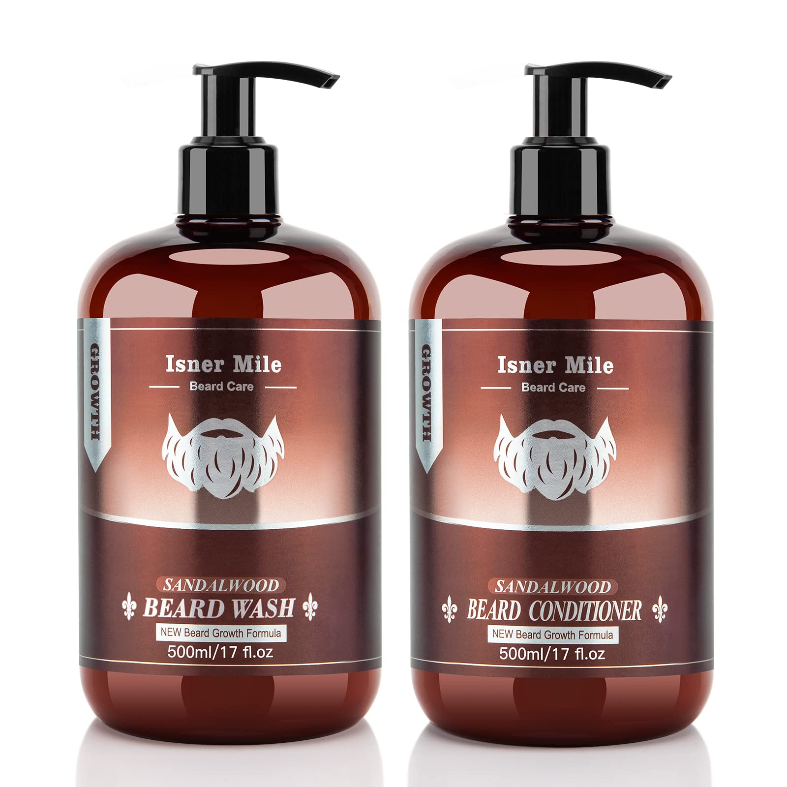 ISNER MILE beard wash 17oz bottle close-up with rich lather for clean beard