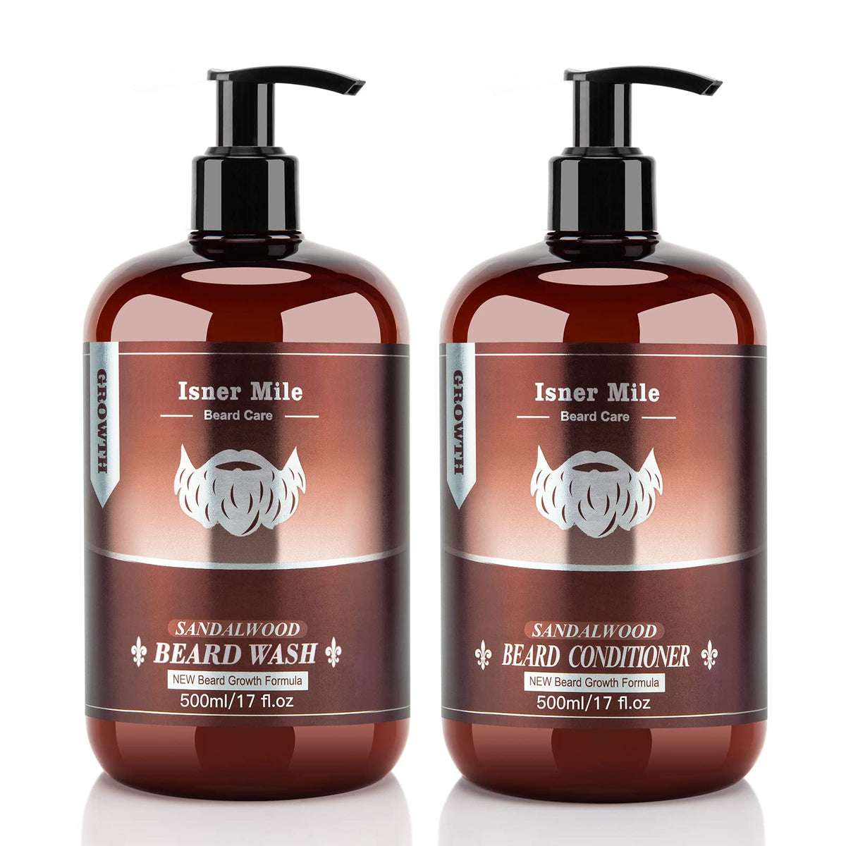 ISNER MILE beard wash 17oz bottle close-up with rich lather for clean beard