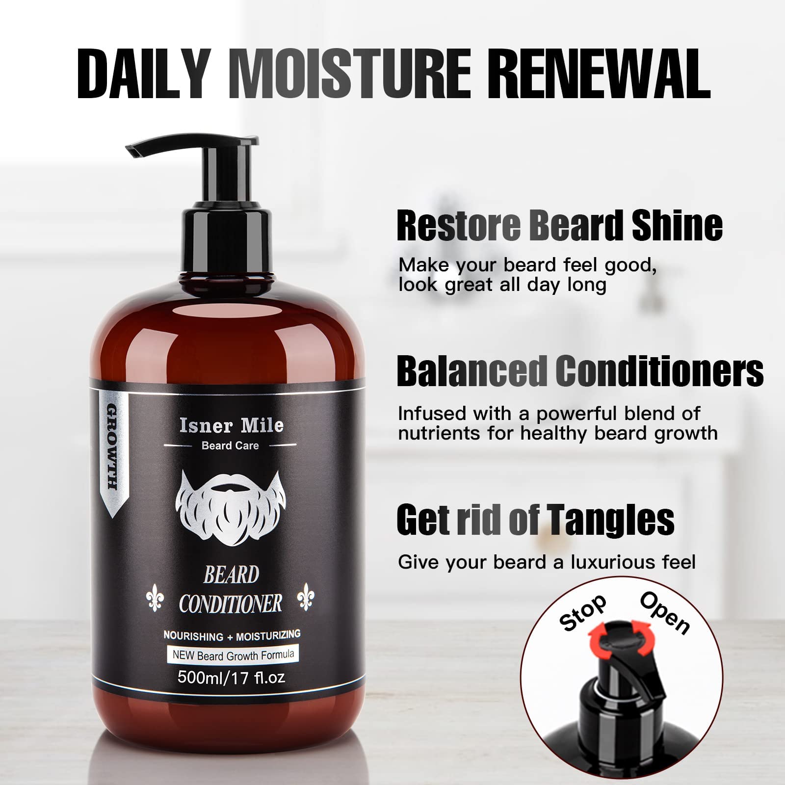 Natural botanical formula label highlighting gentle beard care