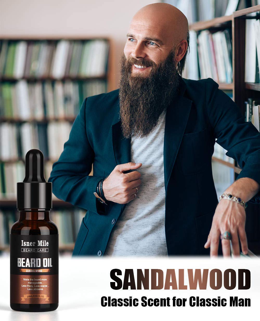 ISNER MILE sage beard oil bottle pour offers mature fragrance and lightweight hydration
