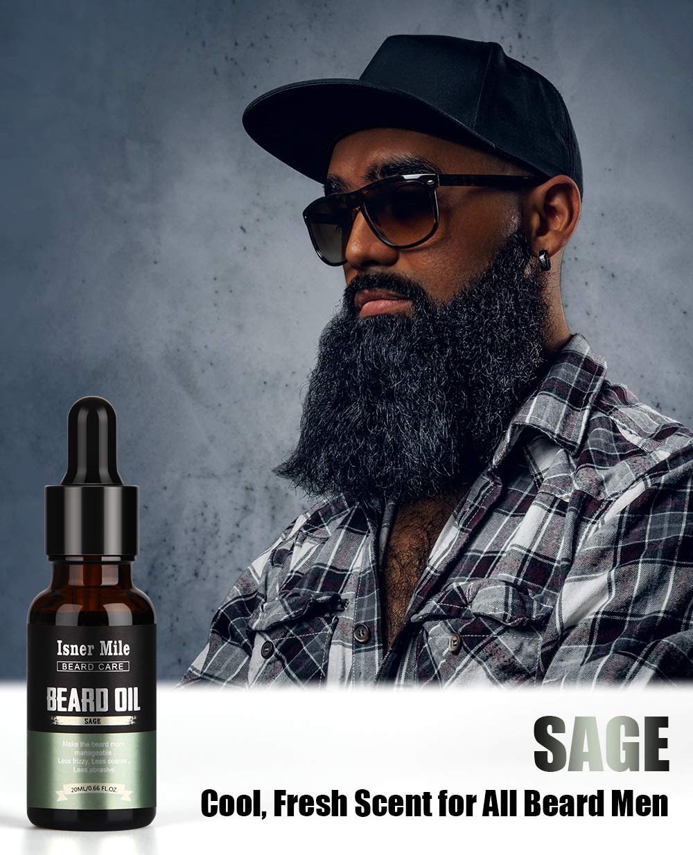 ISNER MILE unscented beard oil bottle pour provides discreet conditioning for sensitive noses