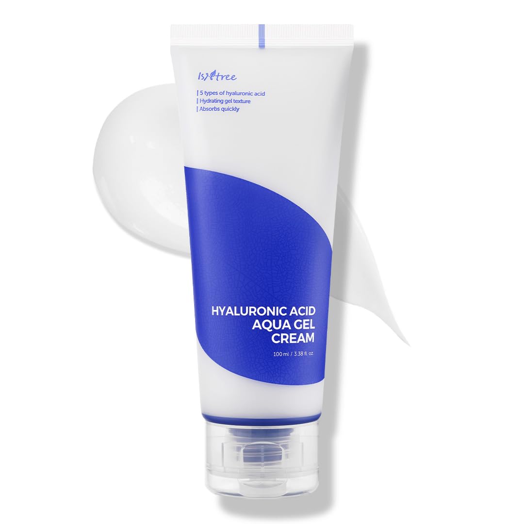 IsNtree crema gel de ácido hialurónico en botella de 100 ml, hidratación duradera.