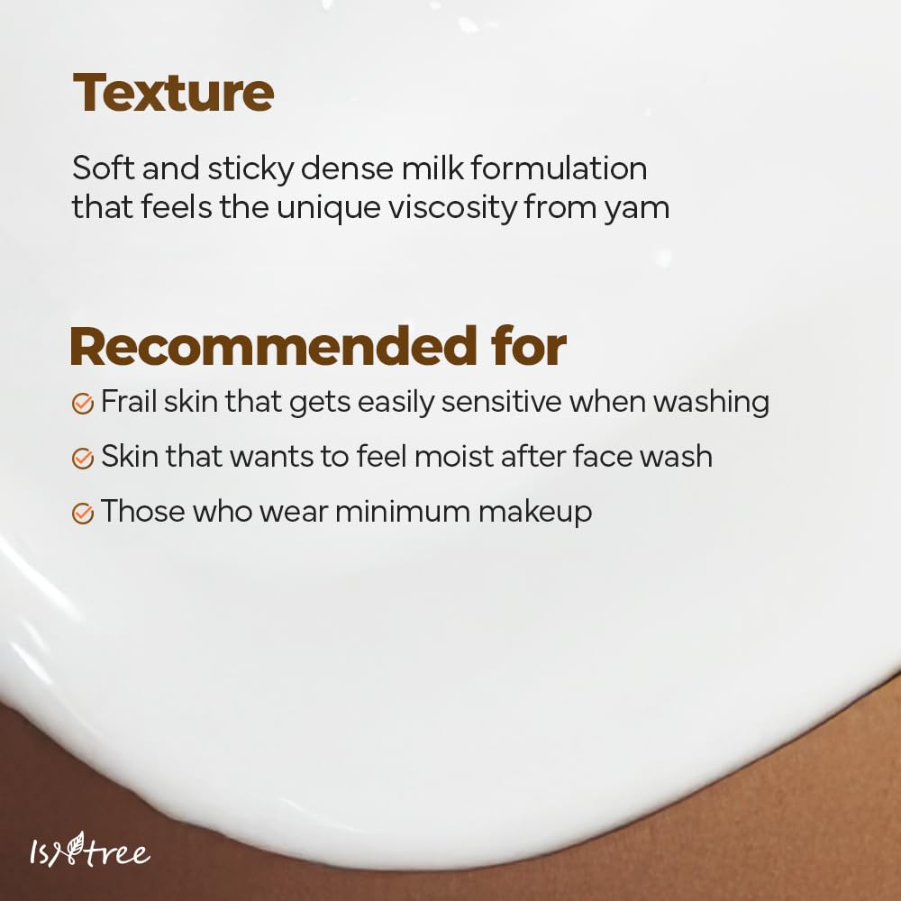 IsNtree Yam Root Milk Cleanser es ideal para piel seca o sensible.