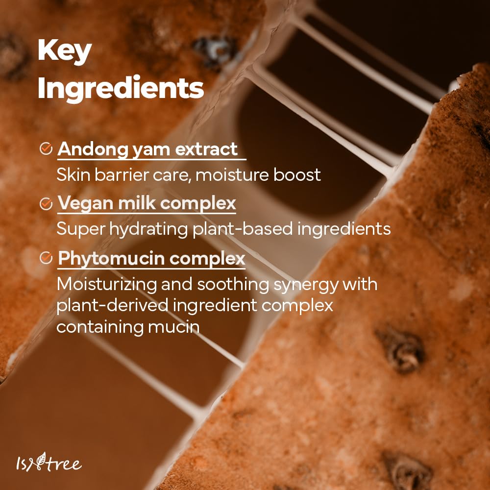 IsNtree Yam Root Milk Cleanser con ceramidas cuida la barrera cutánea.