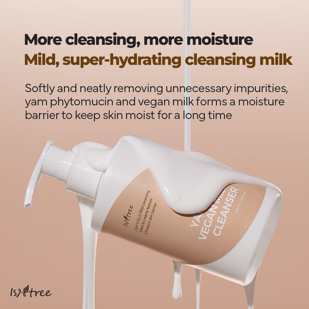 IsNtree Yam Root Milk Cleanser ofrece hidratación diaria para piel cómoda.