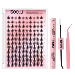 ISOOLU Lash Clusters Manga Kit close-up showing a complete DIY set for dramatic lashes.
