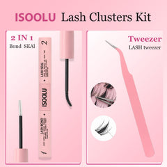 ISOOLU Wet-Look lash clusters sample for glossy lash finish.