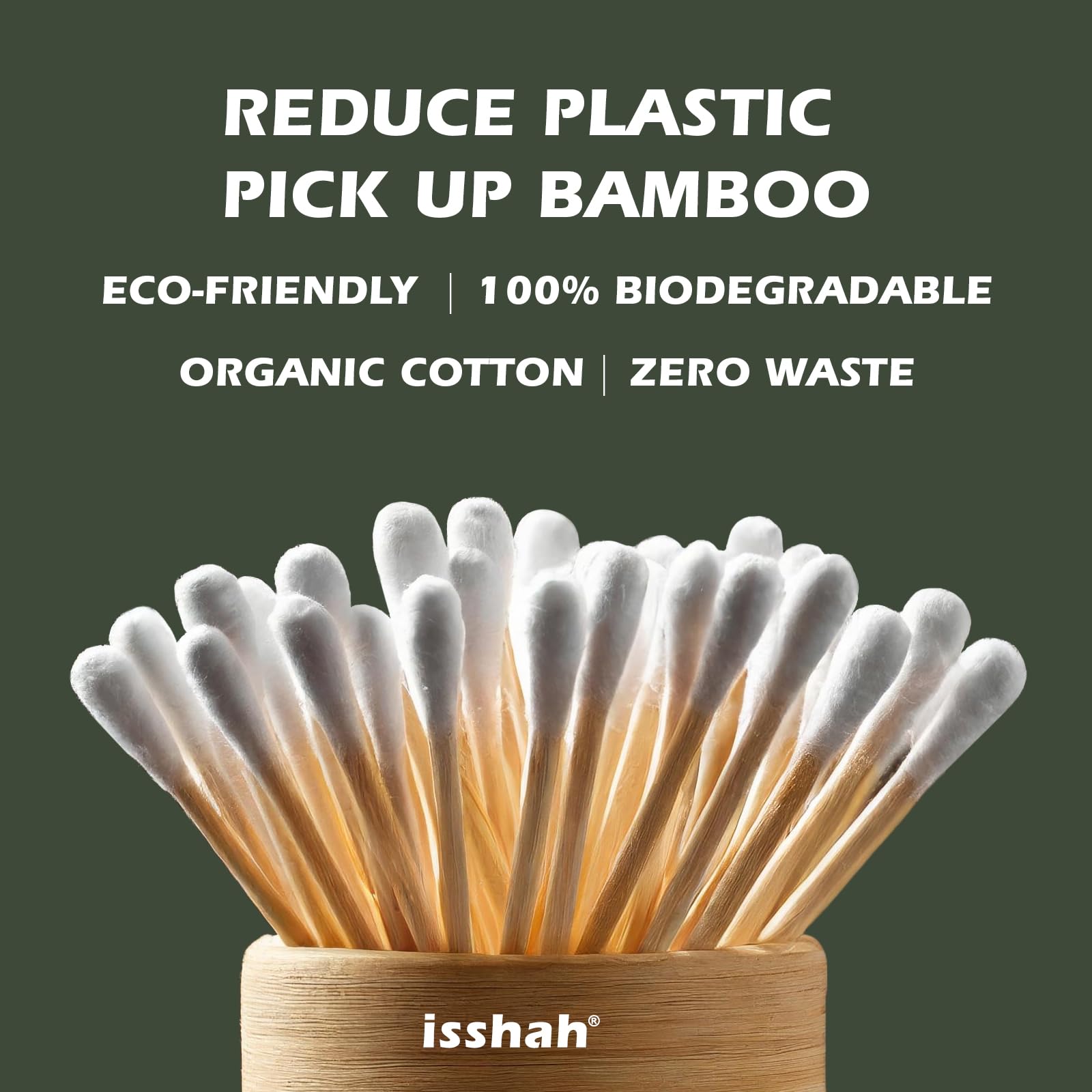 Isshah bamboo cotton swabs close-up of cotton tip showing natural materials