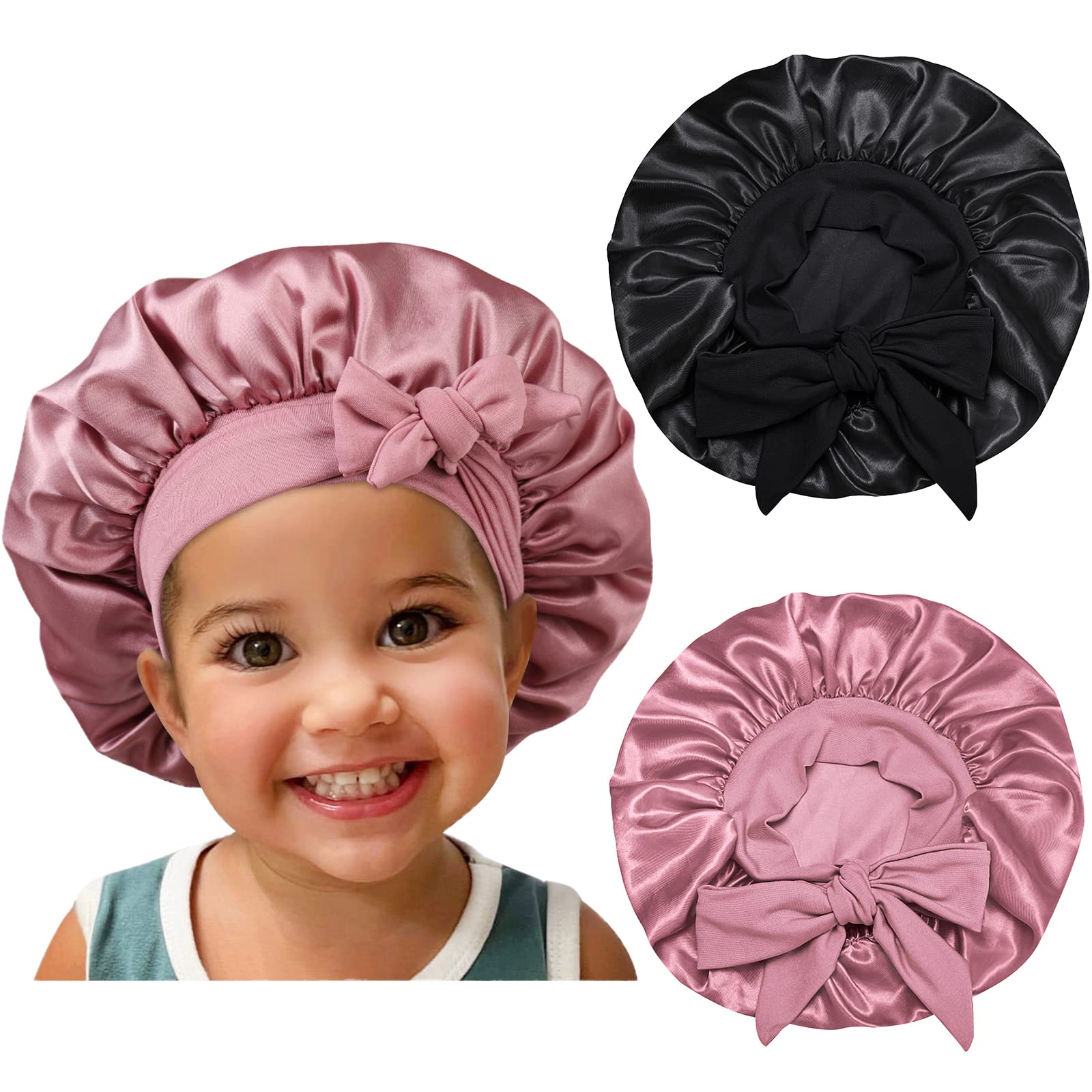 Bonete satinado Isshin Beauty para niñas, dos piezas, protección suave.