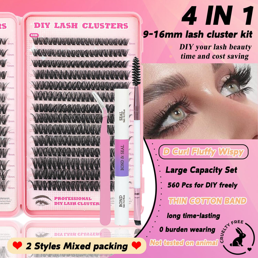 ISTGIFT Lash Clusters Kit side view highlighting compact tools for home use.
