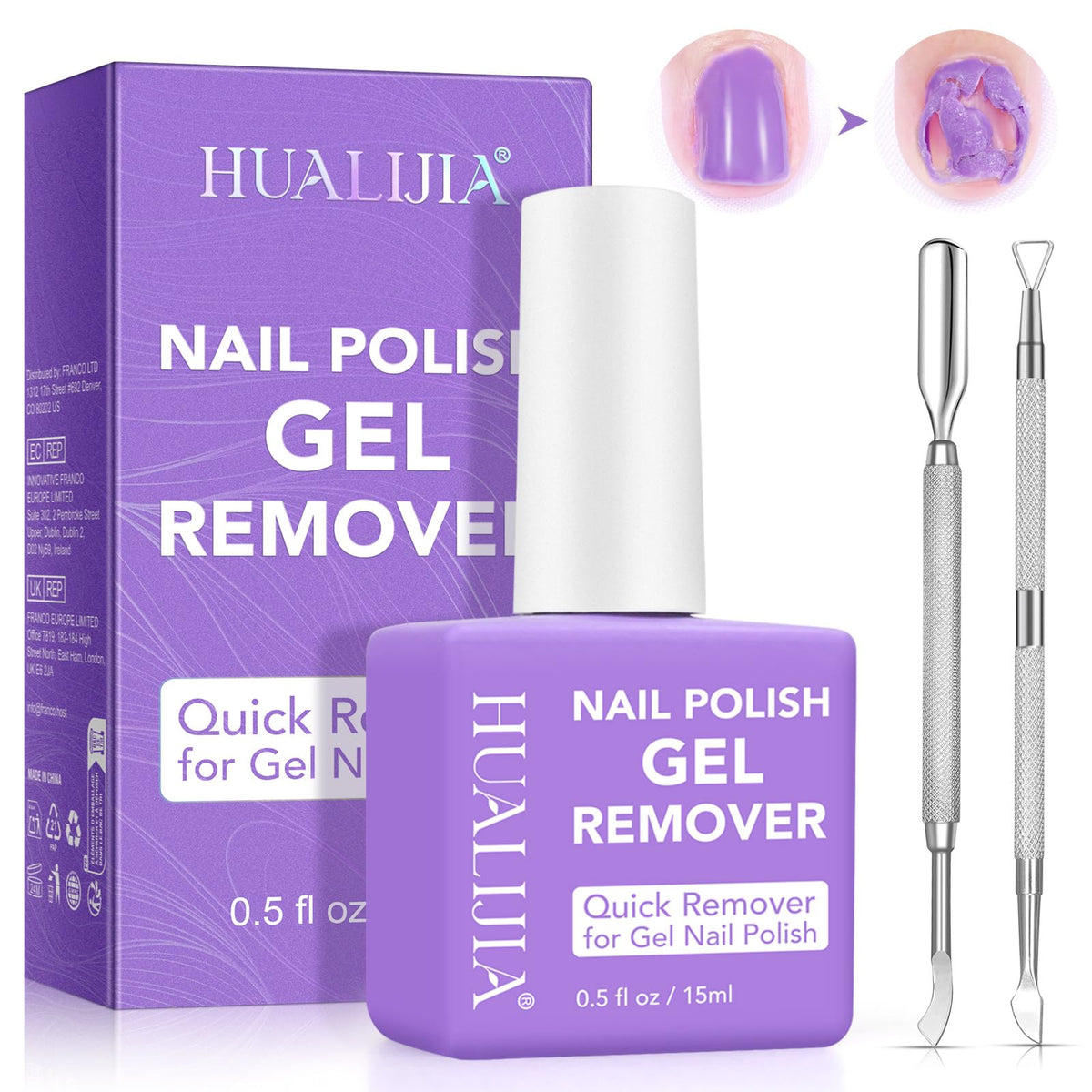 ISUNRISE gel remover en botella: eliminación rápida sin remojo