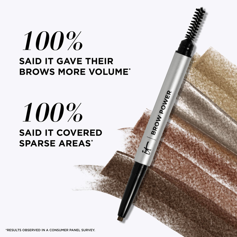 IT Cosmetics Brow Power Universal Brown contiene biotina y antioxidantes para el cuidado de cejas