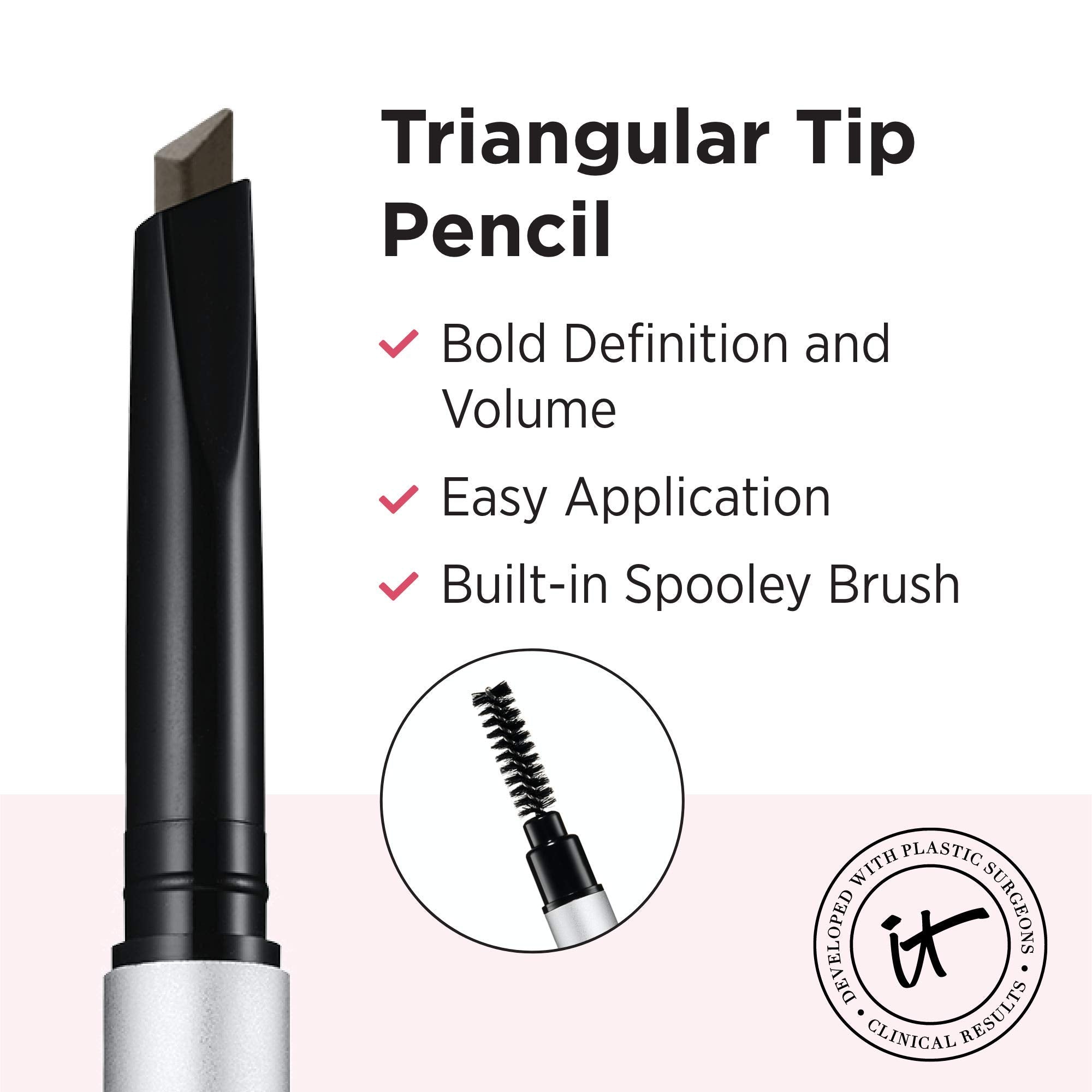IT Cosmetics Brow PowerFULL cepillo integrado para peinar y acabado natural