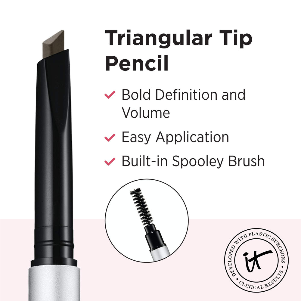 IT Cosmetics Brow PowerFULL cepillo integrado para peinar y acabado natural