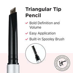 IT Cosmetics Brow PowerFULL cepillo integrado para peinar y acabado natural