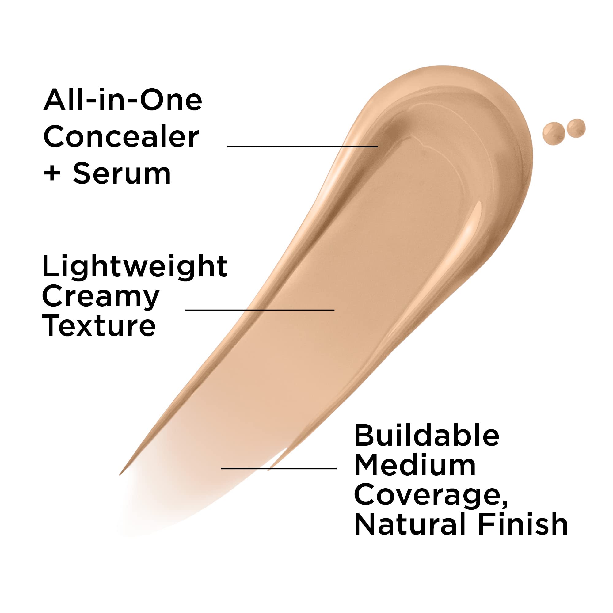 Built-in kabuki brush blends concealer into skin for natural finish