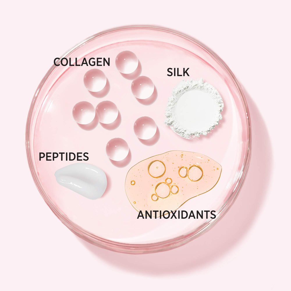 IT Cosmetics Bye Bye Pores Blush closeup highlights silk and peptides for skin vitality