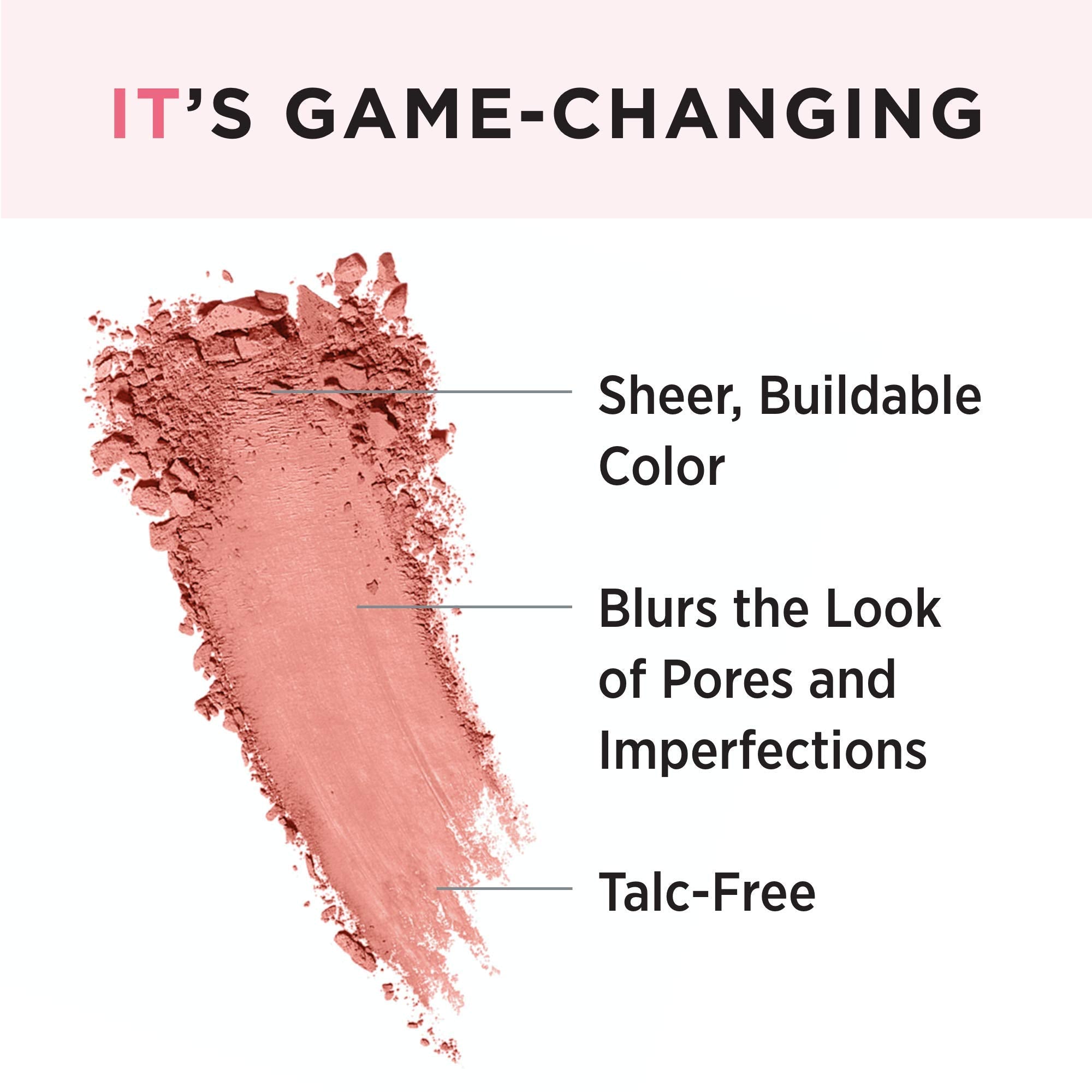 IT Cosmetics Bye Bye Pores Blush swatch in universal shade for all skin tones