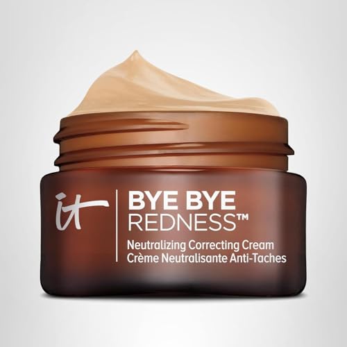 IT Cosmetics Bye Bye Redness cream-toned-skin-swatches shows versatility on neutral beige shade.