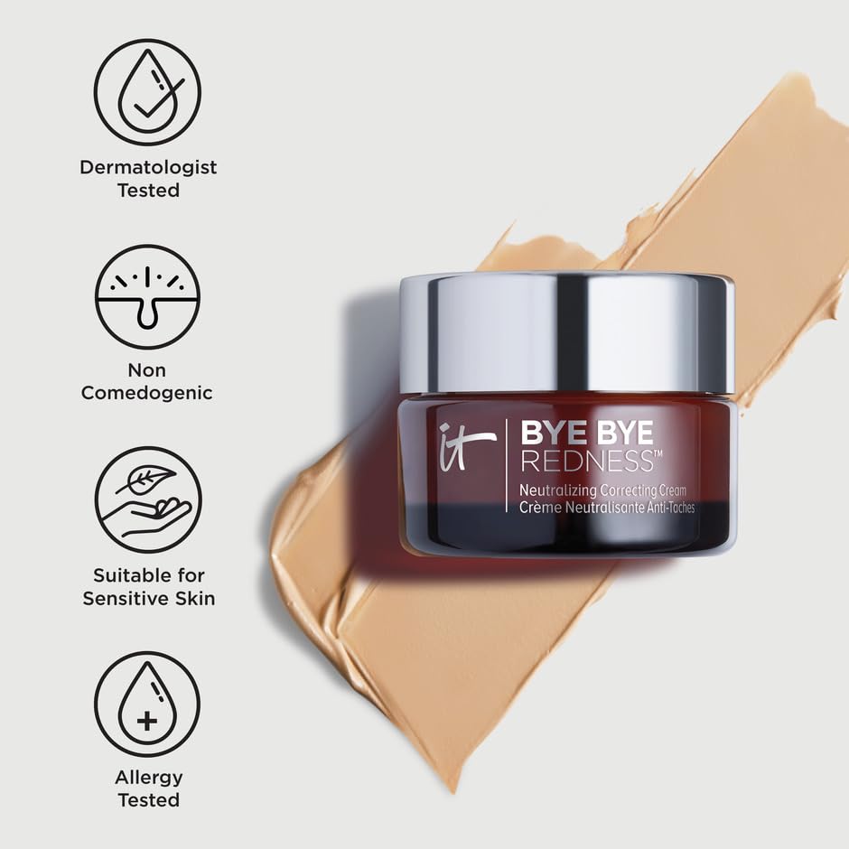 IT Cosmetics Bye Bye Redness cream-under-makeup ready for a seamless base.