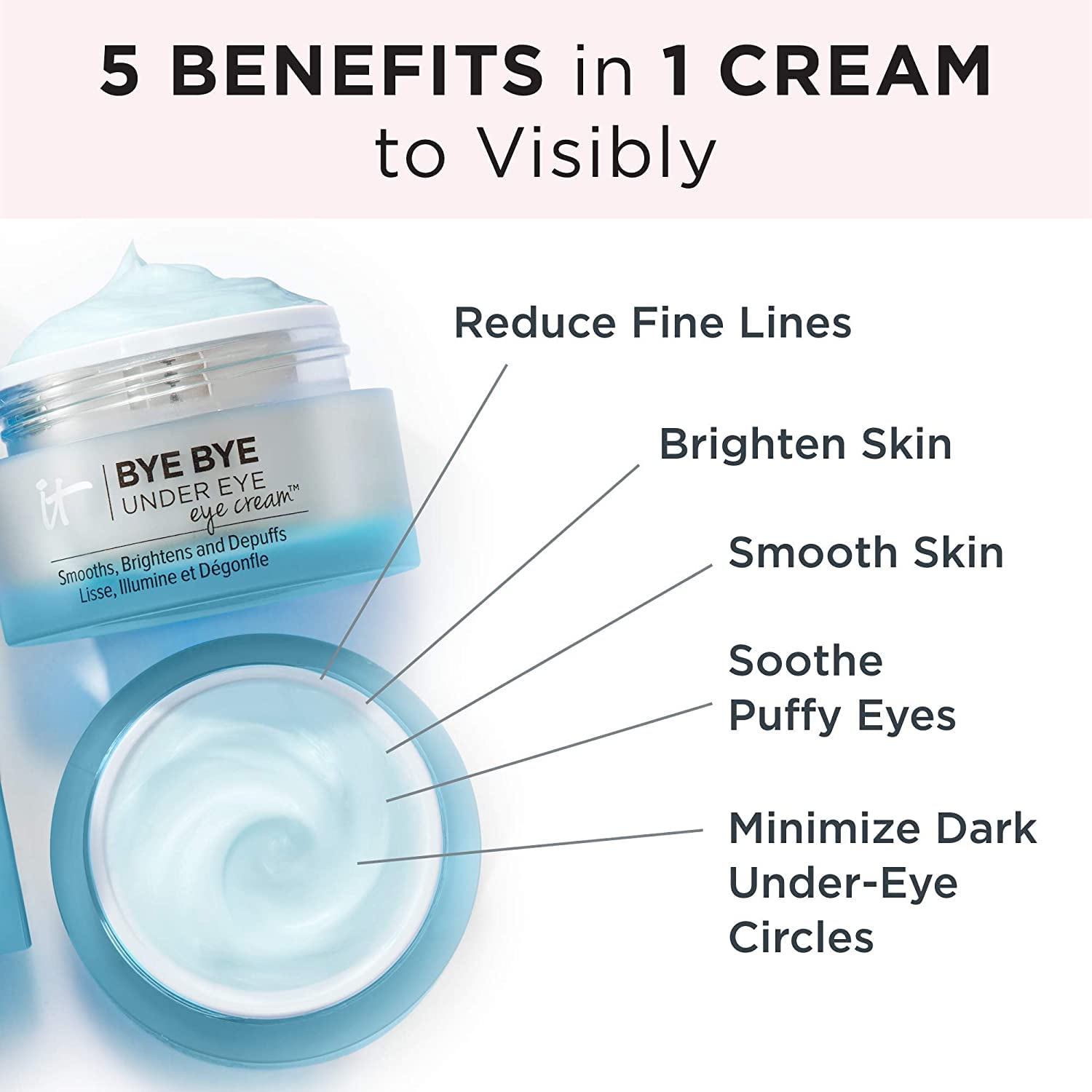 IT Cosmetics Bye Bye Under Eye brightening tint; helps reduce the appearance of dark circles.