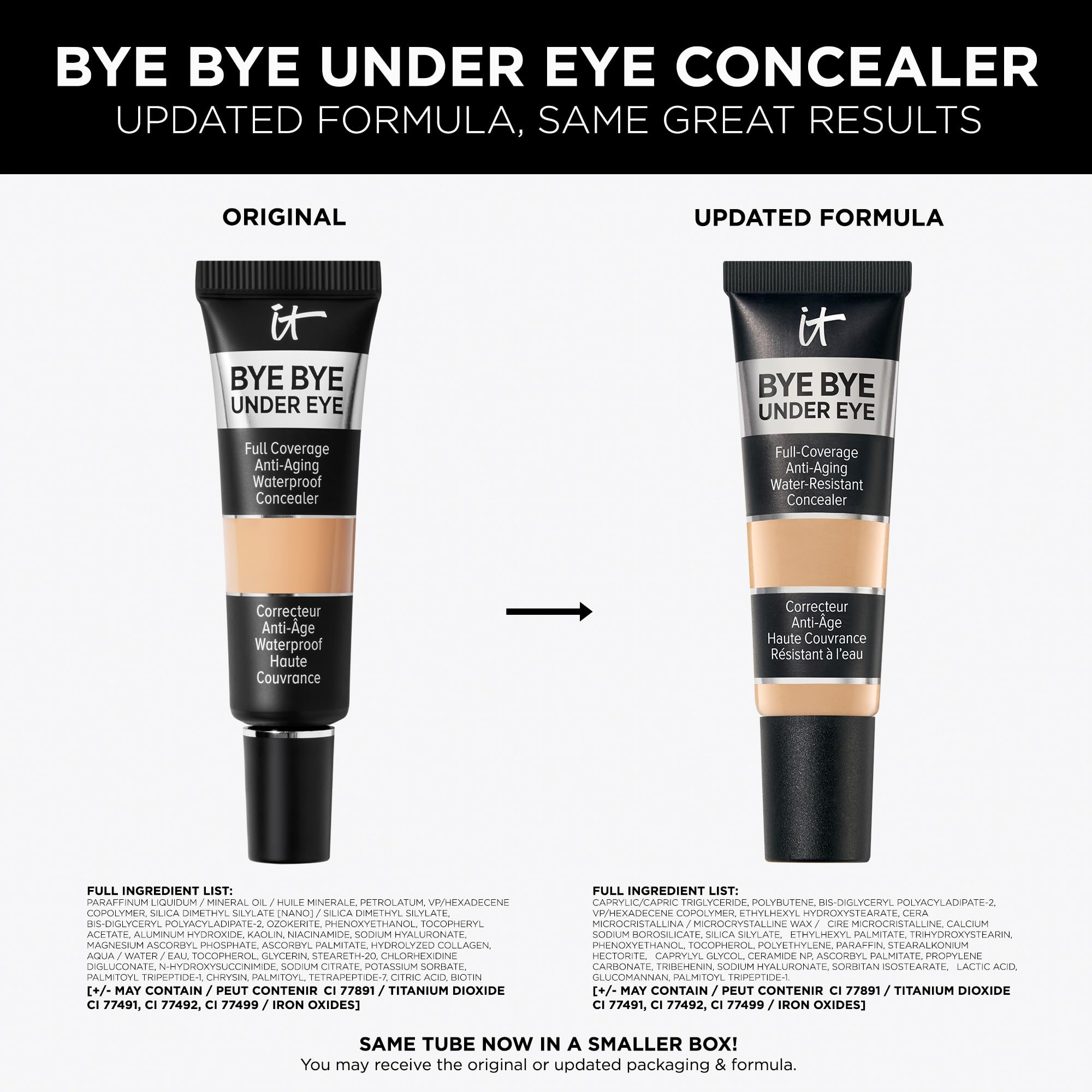 IT Cosmetics Bye Bye Under Eye Concealer Light Nude swatch in Light Nude shade.