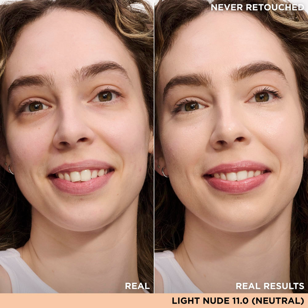 IT Cosmetics Bye Bye Under Eye Concealer Light Nude swatch showing brightening effect.