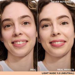 IT Cosmetics Bye Bye Under Eye Concealer Light Nude swatch showing brightening effect.
