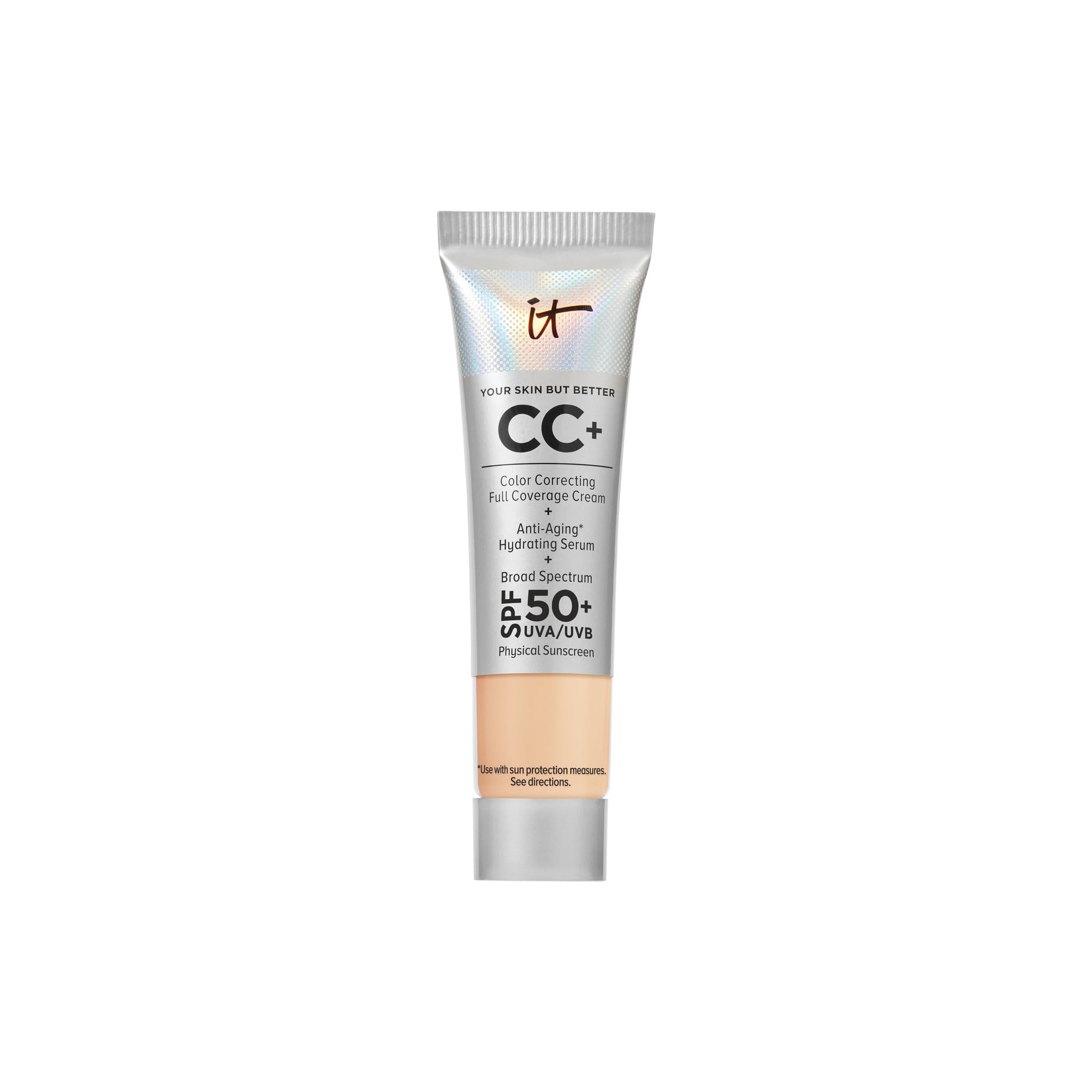 It Cosmetics CC+ Cream Travel, botella de viaje para cobertura natural y SPF 50+.