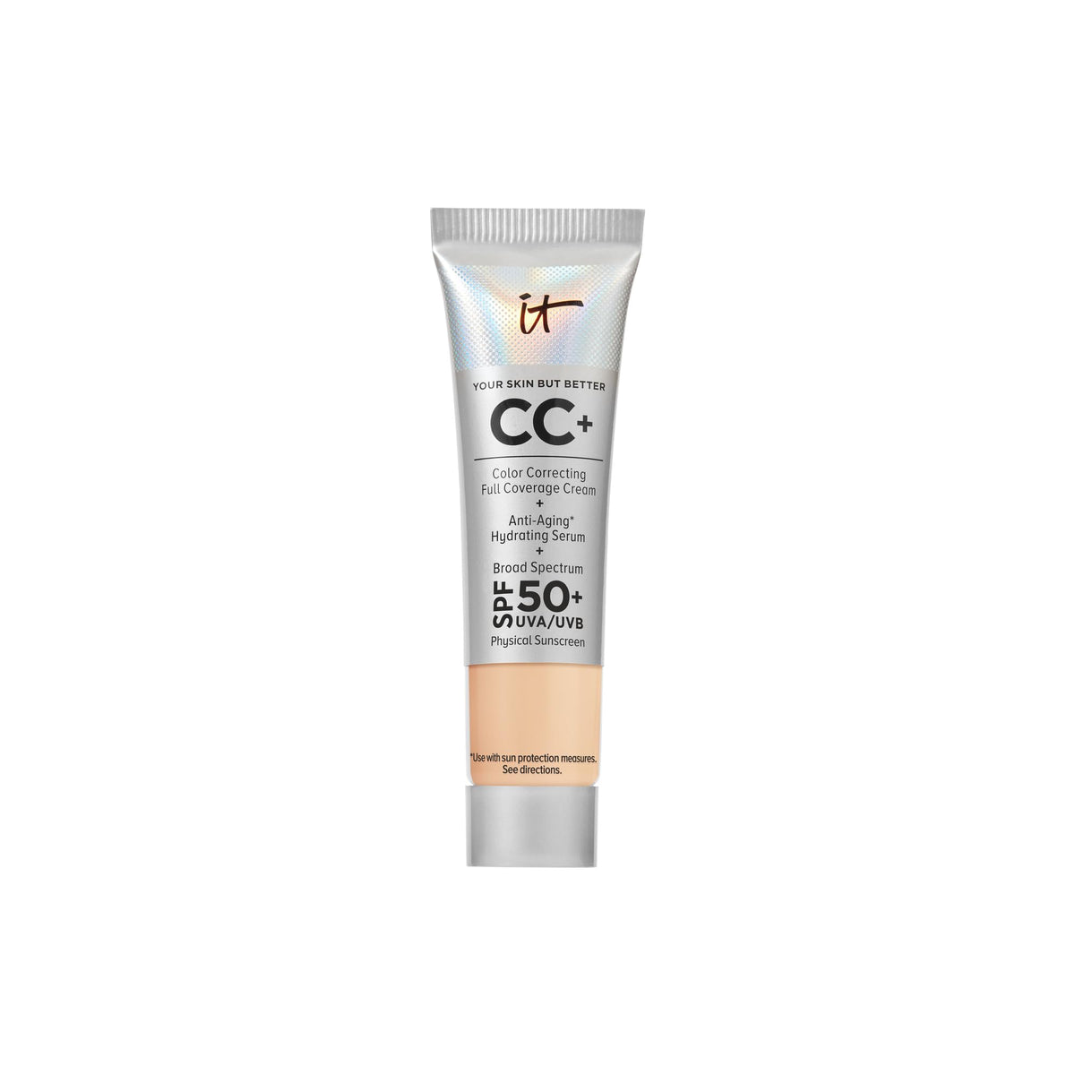 It Cosmetics CC+ Cream Travel, botella de viaje para cobertura natural y SPF 50+.
