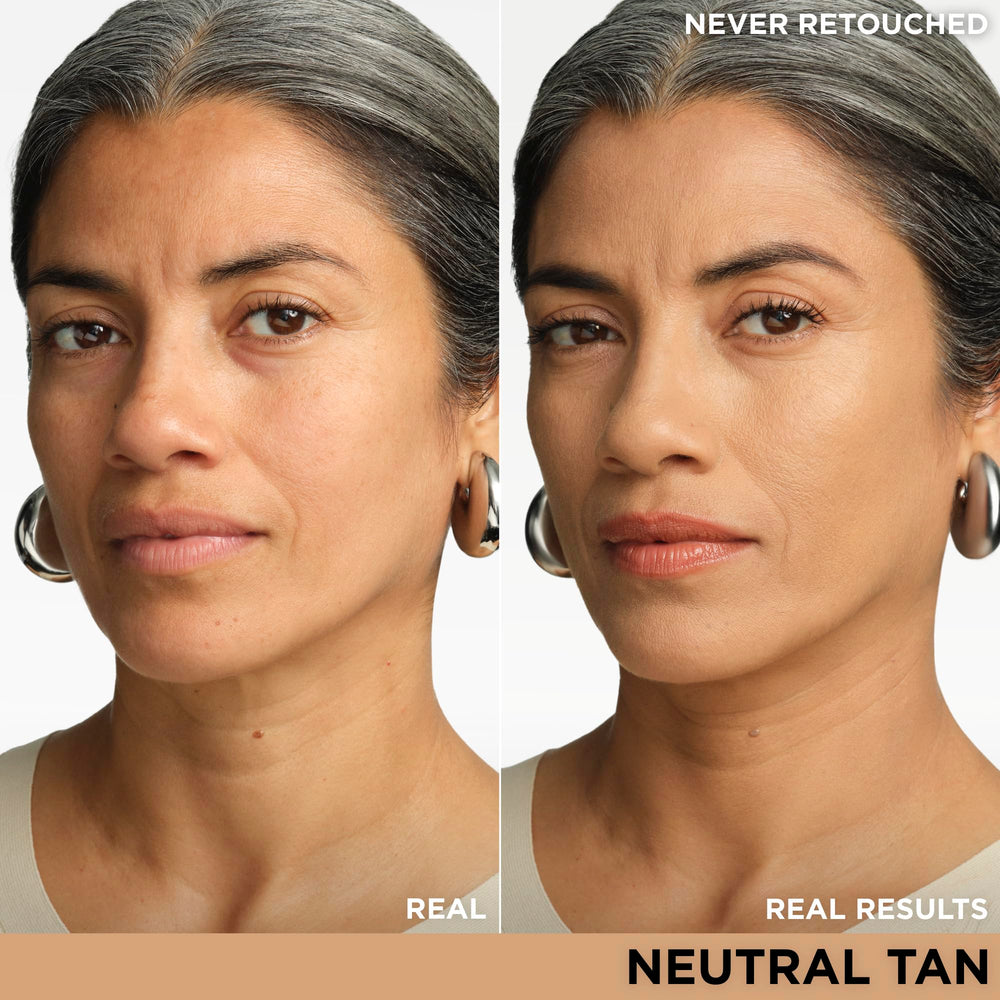 IT Cosmetics CC+ Cream neutral tan swatch shows natural, even skin tone.