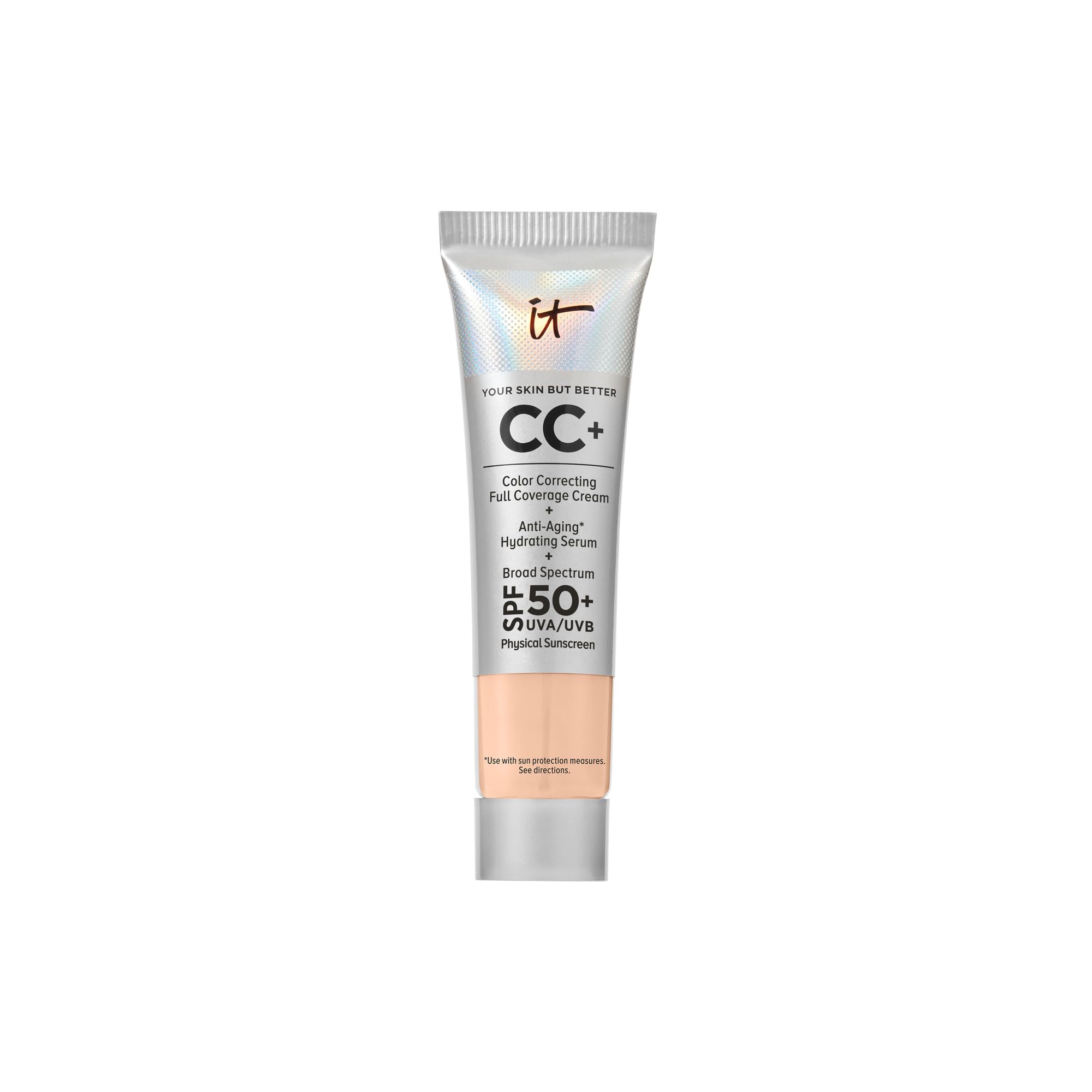 It Cosmetics CC+ Travel en botella, acabado natural y protección SPF 50+ para piel saludable
