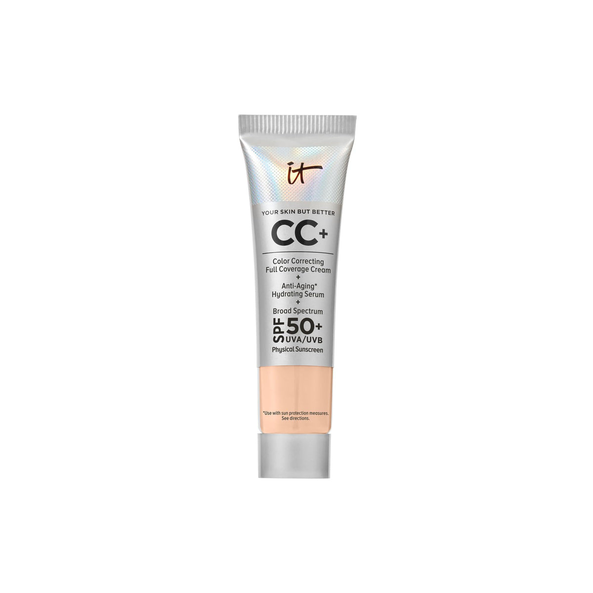 It Cosmetics CC+ Travel en botella, acabado natural y protección SPF 50+ para piel saludable