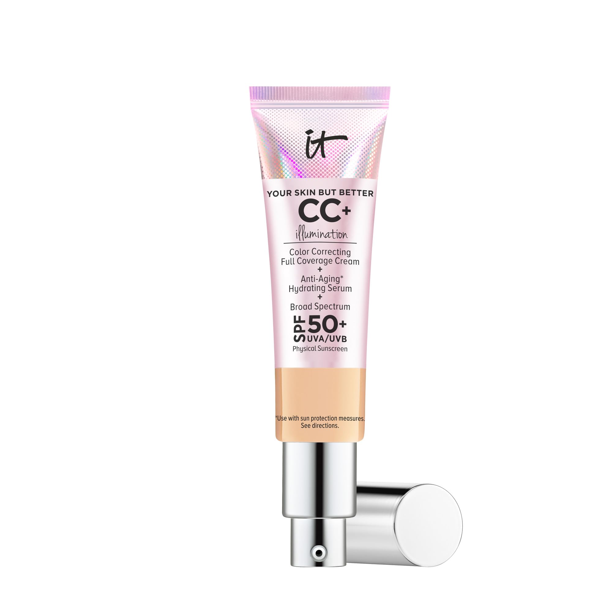 IT Cosmetics CC+ Illumination Medium bottle with pump for smooth, even coverage and SPF 50+