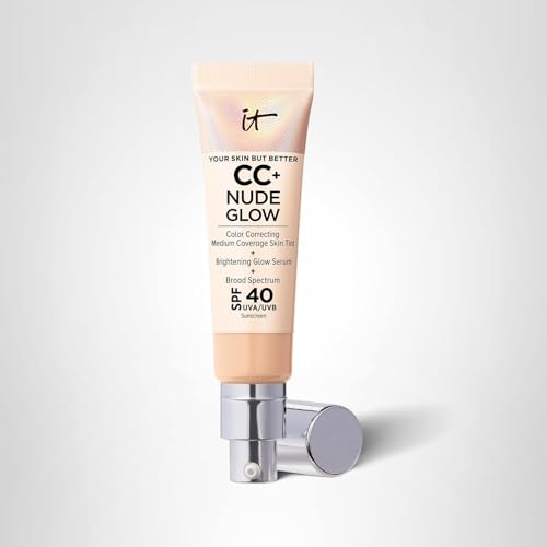 Talc-free formula visible in IT Cosmetics CC+ Nude Glow packaging.