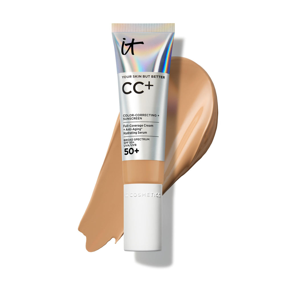 IT Cosmetics CC+ Cream Tan Warm bottle front with SPF 50+ protection