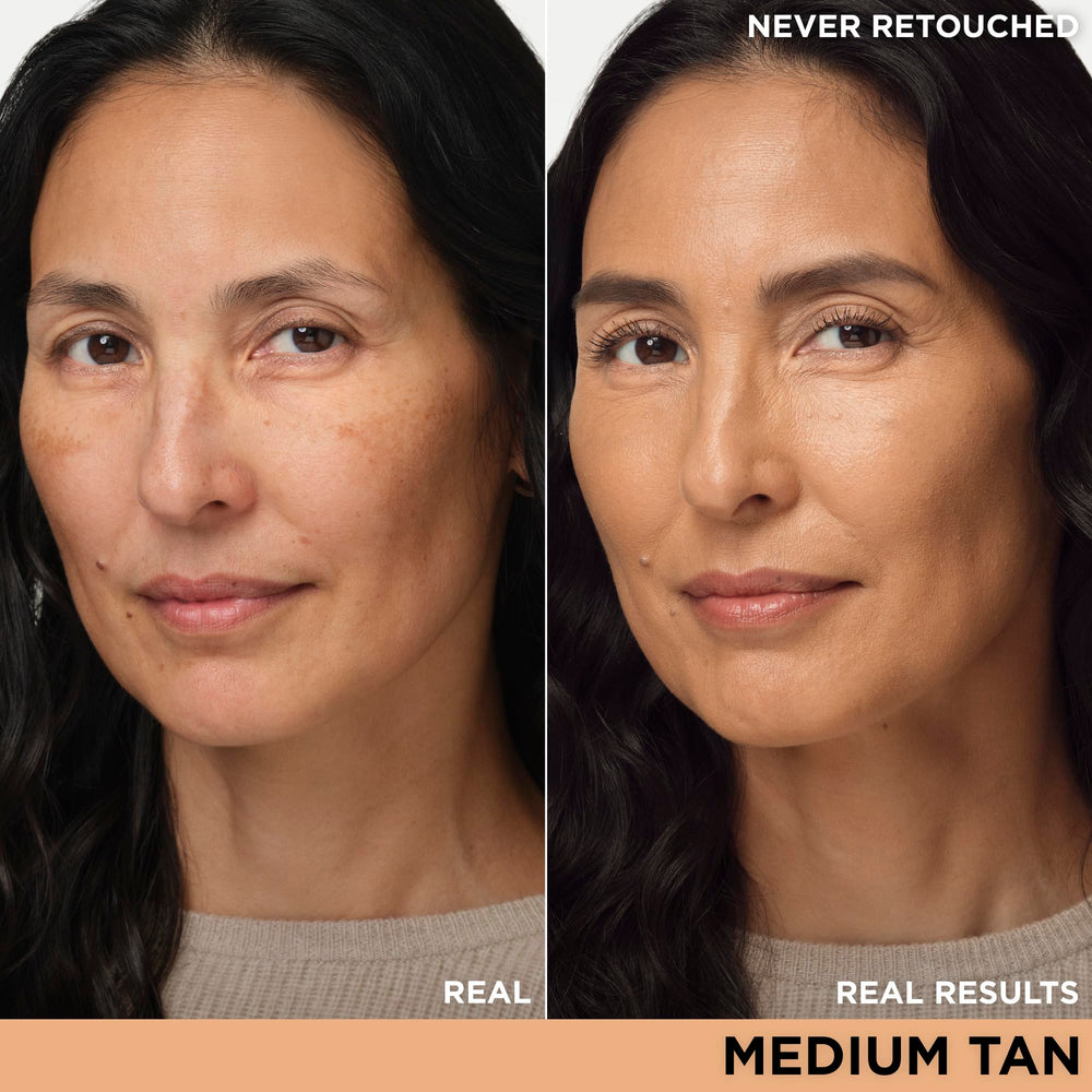 IT Cosmetics CC+ Nude Glow Medium Tan pump demonstrates easy, even application.
