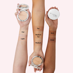 Application with Heavenly Luxe brush demonstrates buildable coverage for natural look