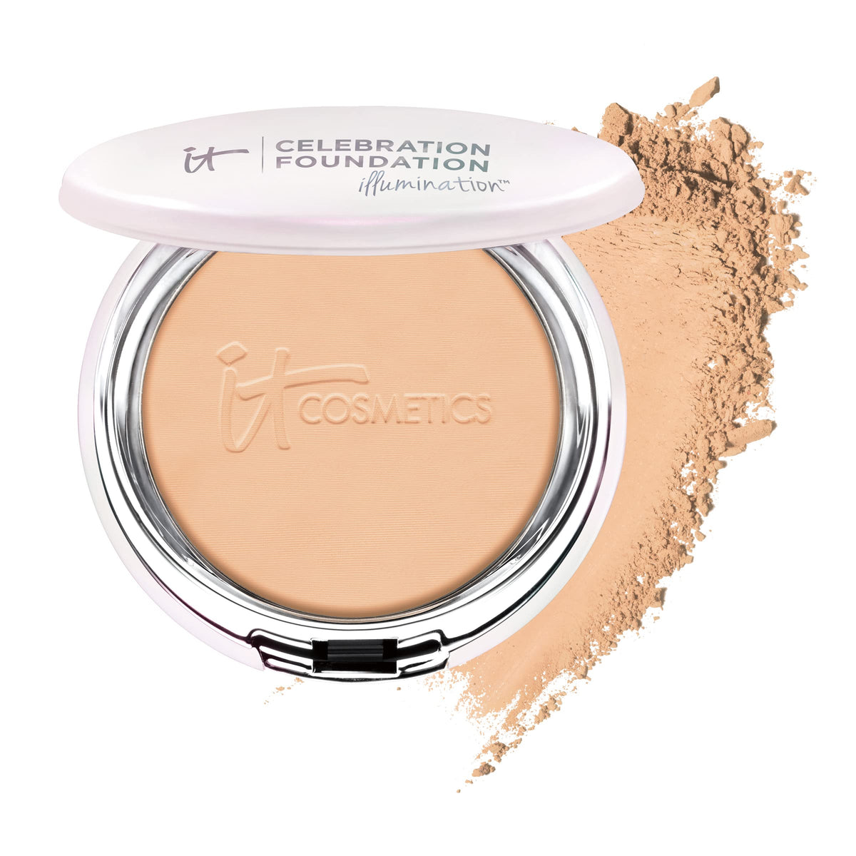 IT Cosmetics Celebration Foundation Illumination compact front view with radiant finish for glowing skin