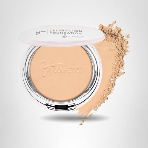 IT Cosmetics Celebration Foundation Illumination compact packaging closeup shows travel-friendly case