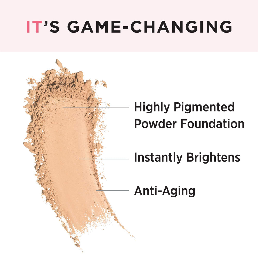 IT Cosmetics Celebration Foundation Illumination compact swirl brush application demonstrates buildable coverage